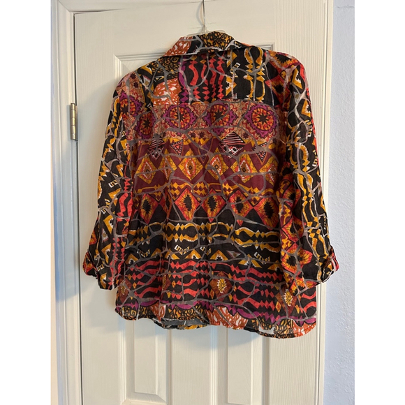 Drapers & Damon's Women’s Bright Vibrant Abstract Blouse Petite L - Picture 5 of 8